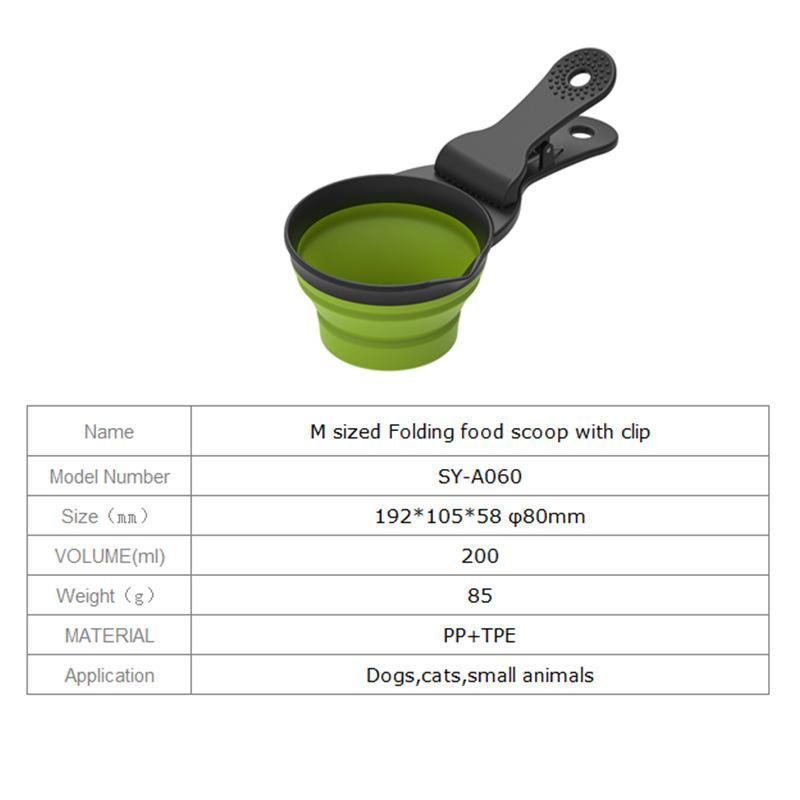 Wholesale Collapsible Dog Pet Food Scoop with Clip