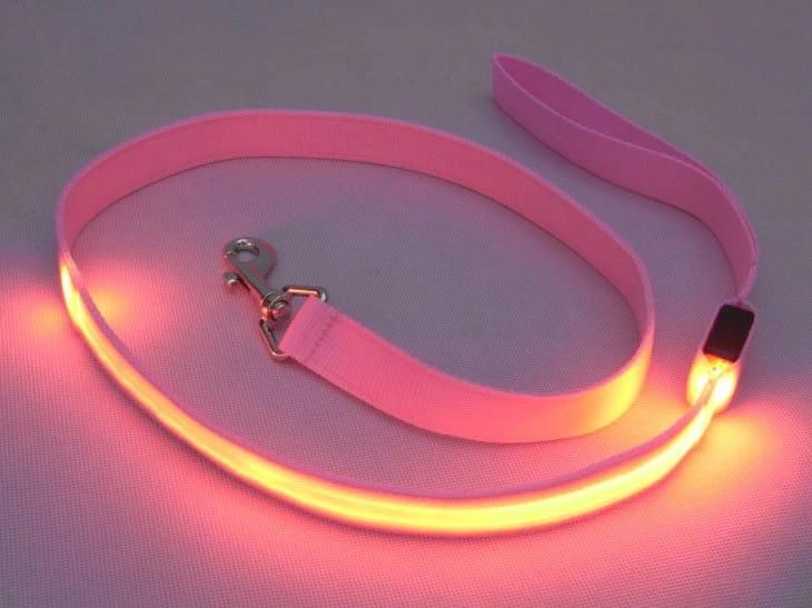 Dog Chain LED Luminous Traction Rope Luminous Nylon Pet Belt Dog Leash