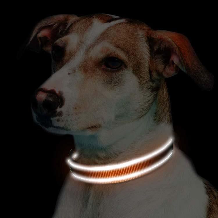 Classic Two Reflective Silk Nylon Dog Collar Soft Neoprene Padded Breathable Pet Dog Collar Adjustable
