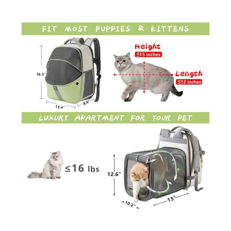 Pet Expandable Backpack Carrier Mesh Backpack Carrier for Small Dogs and Cats