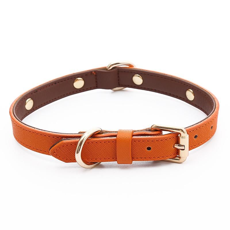 OEM Luxury Genuine Leather Dog Collar Soft Padded Puppy Leather Large Collars for Large Medium Small Dogs