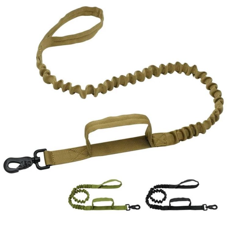 Nylon Tactical Bungee Dog Leash with Double Handles for Training Dogs