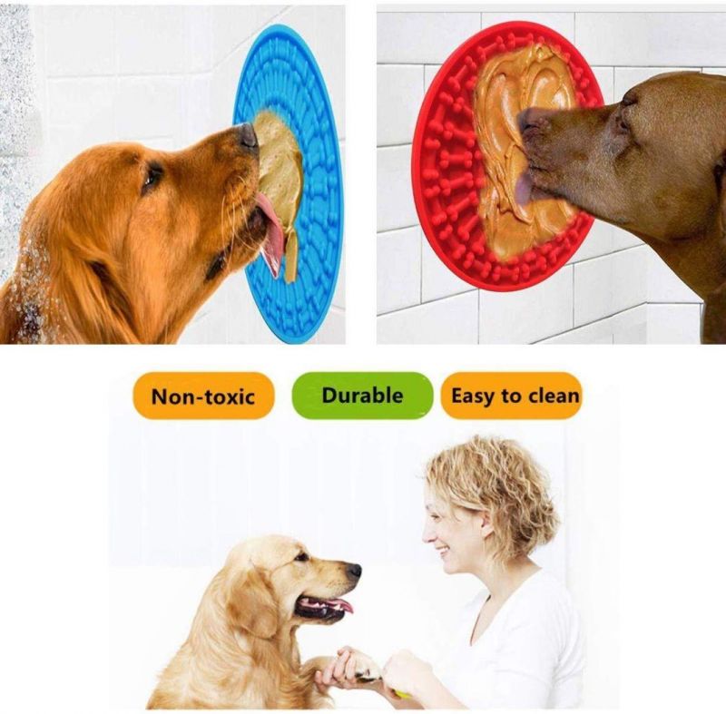 Round Silicone Slow Feeder Dog Bone Head Food Puzzle Lick Mat Bowl