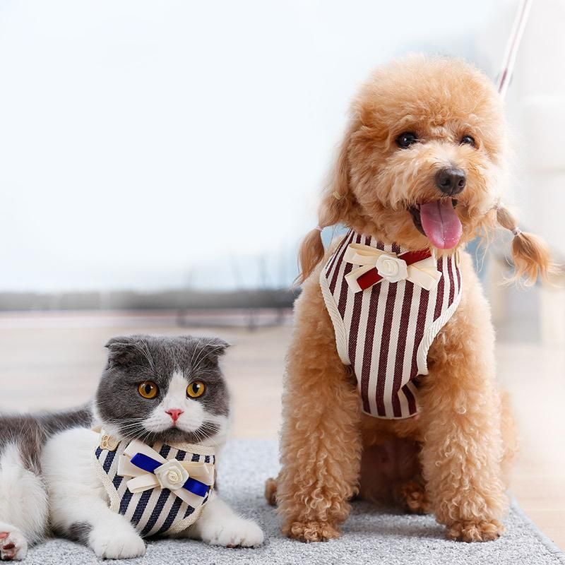 Multi Colors Breathable Adjustable Pet Cat Dog Harness with Leash