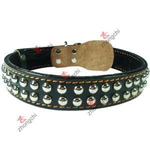 Black Rivet Leather Dog Collar for Pets Accessories (PC-18)