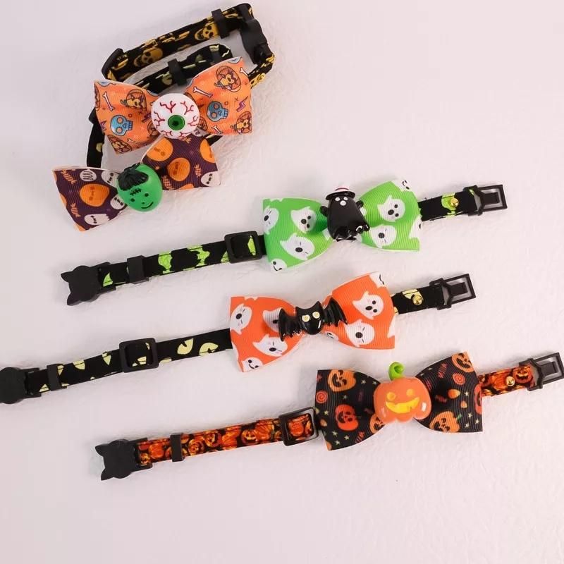 Wholesale Halloween Kitten Puppy Pet Accessories Dog Collar Cat Pet Bow Ties Bells