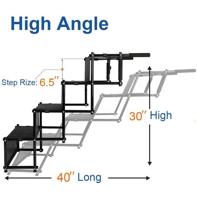 Upgraded Foldable Metal Fram 4-Step Dog Pet Ramp Car Step Stairs with Non-Slip Rubber Coating Surface