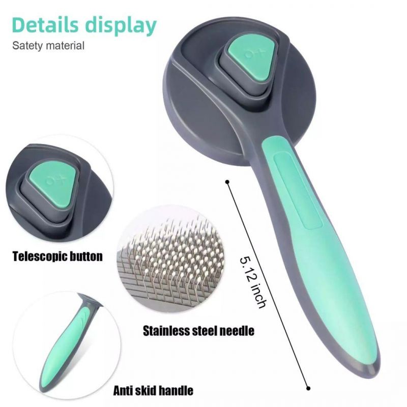 Stainless Steel Middle Size Self Cleaning Brushes Shedding Grooming Brush Tools Pet Dematting Comb