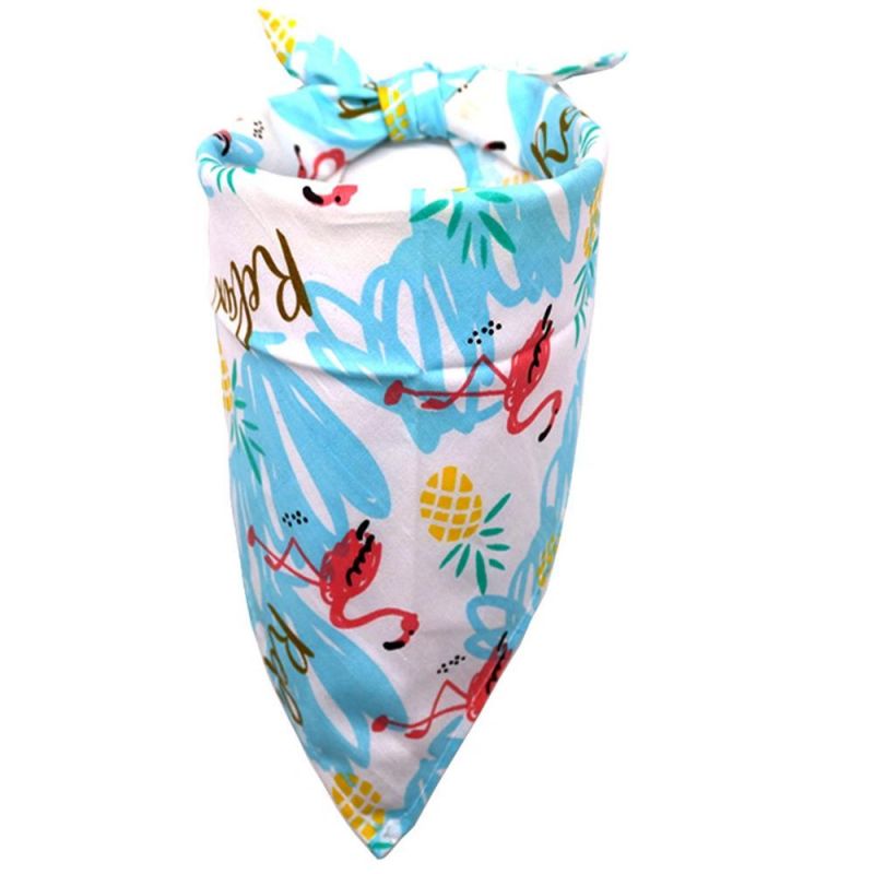 Summer Triangle Hawaii Flamingo Bibs Reversible Scarf Adjustable Washable Pet Kerchief Dog Bandana