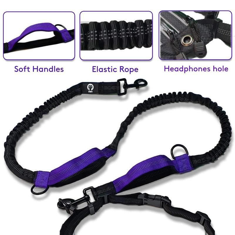 Dog Running Lead Reflective Handsfree Dog Bungee Leash with Bag