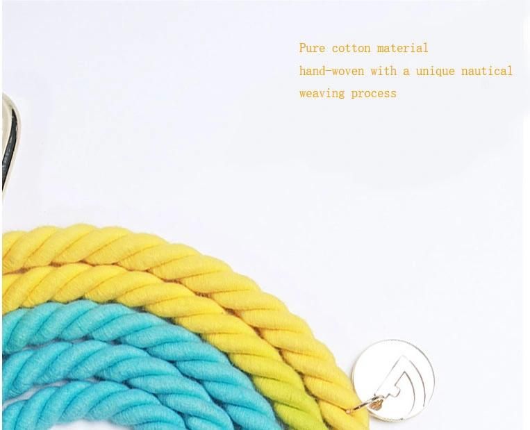Hand-Woven Rainbow Gradient Color Double-Headed Dog Leash Multifunctional Dog Leash