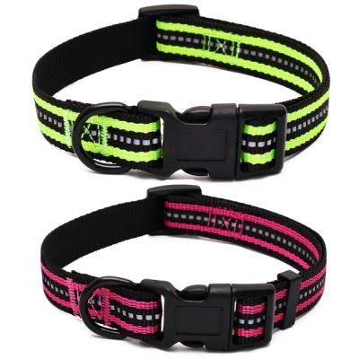 Double Bands Nylon Dog Collar Reflective Pet Collar Customized Dog Collar