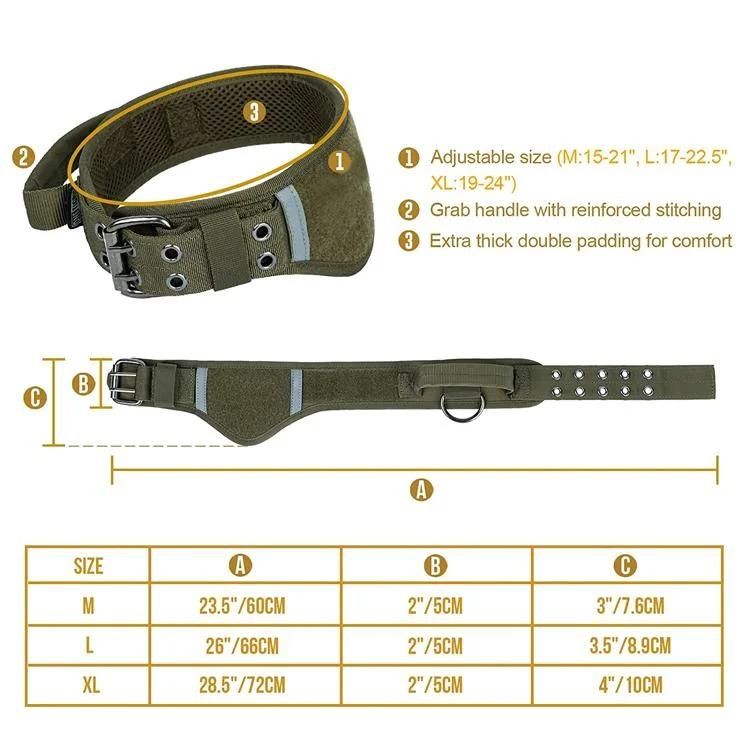 Adjustable Dog Collars Military Heavy Duty Metal Buckle Tactical Collar