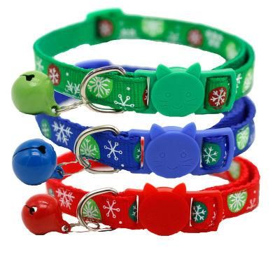 Lovely Design High Quality Cat Shape Buckle Christmas Snow Winter Style Cat Collar with Small Bell