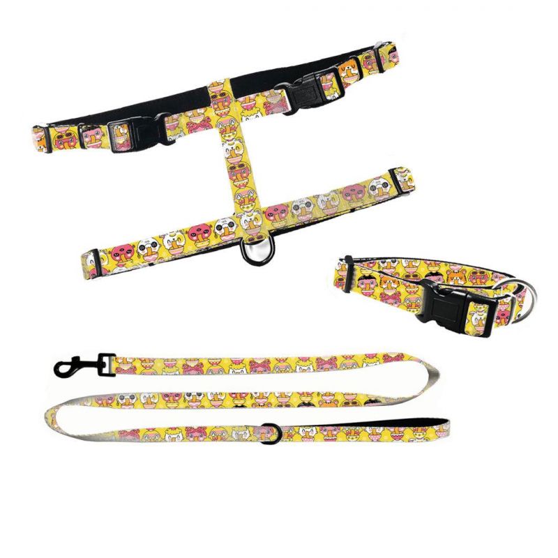 Luxury Custom Pattern Dog Accessories Sublimation Racer Back H/I Dog Harness with Matching Collar