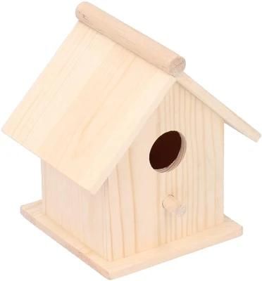 Outdoor Hanging Home Natural Solid Wood Decorative Parrot Wood Bird House Cage with Hook