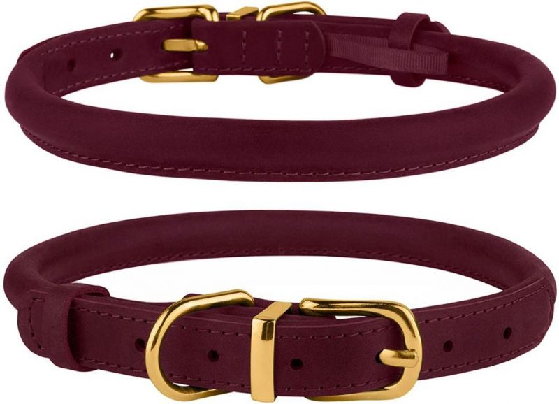 Round Dog Collar Luxury Leather Dog Collar