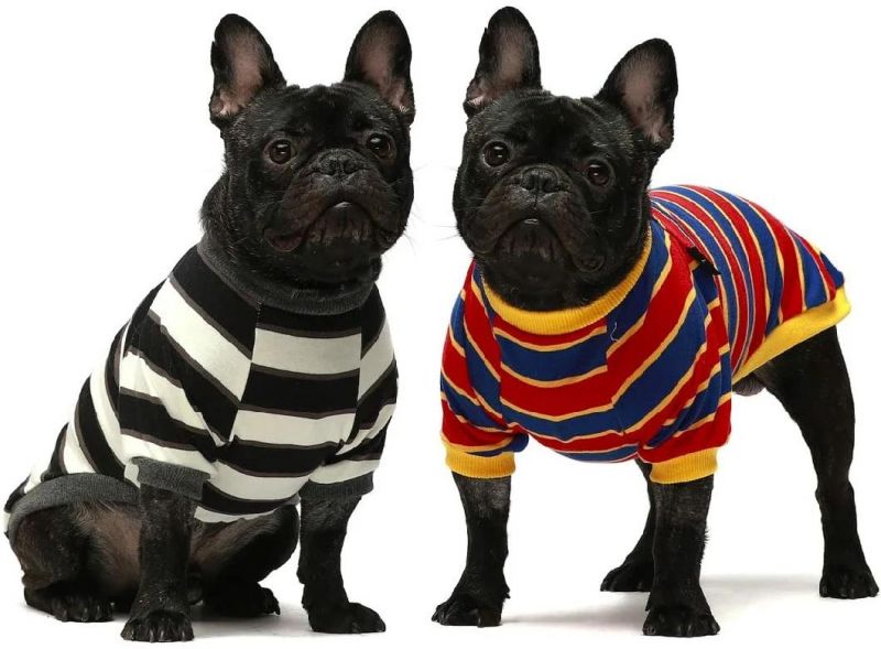 100% Cotton Striped Dog Shirt for Pet Clothes Puppy T-Shirts Cat Tee Breathable Strechy Green Blue Large