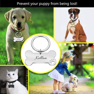 Cute Personalized Men Gold Blank Stainless Steel Metal Custom Pet ID Dog Name Tag Custom Stainless Steel Dogtag