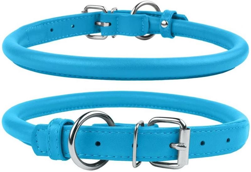 Soft Padded Round Puppy Collar Made by Handmade Genuine Leather