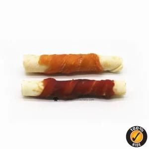 10cm Natural Chicken/Duck Wrapped Rawhide Dog Treats Pet Snack
