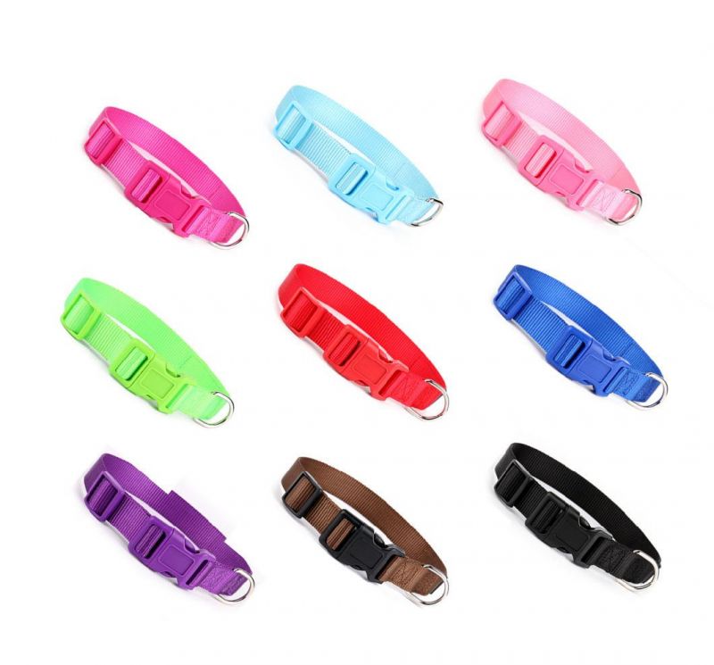 Adjustable Blank Plain Nylon Pet Dog Collars
