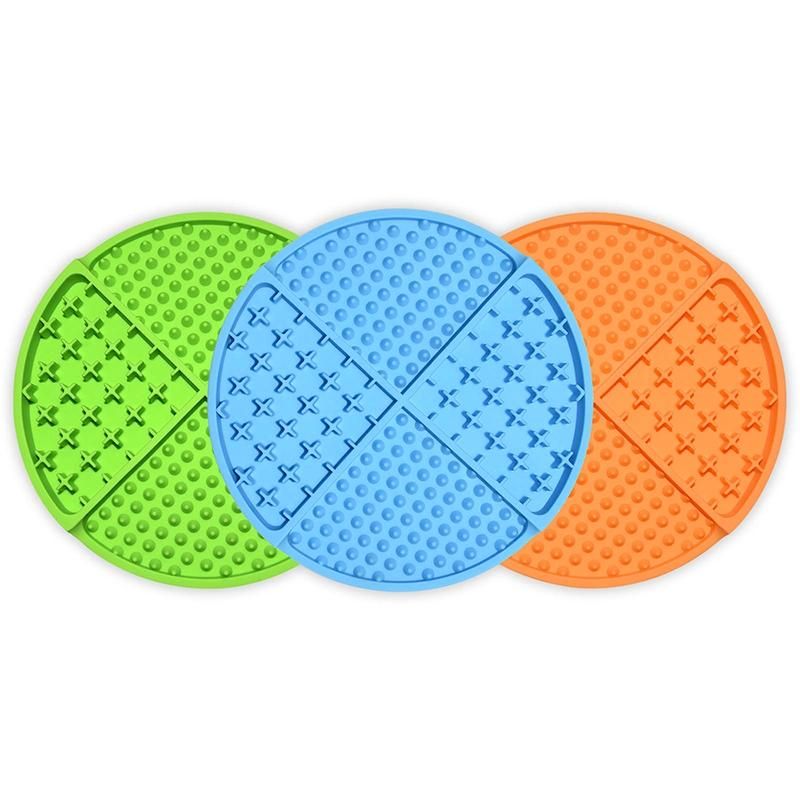 Dog Lick Pad Animals Durable Round Shape Food Grade Non-Toxic Anxiety Relief Feeding Pet Silicone Feeding Plate