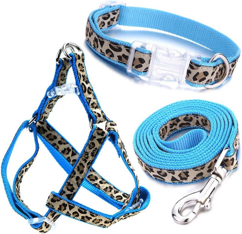 Leopard Design Dog Collar, Harness and Leash