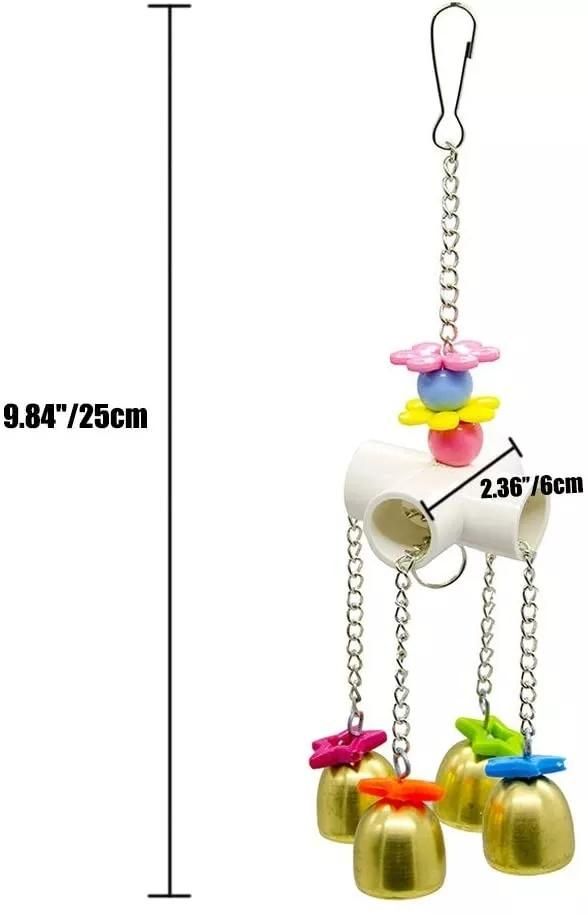 Hanging Bell Bird Chew Toy for Parakeet Cockatiel Conure Lovebirds Finch Canary Aeolian Bell Bird Parrot Toys Pet Bird Cage Toy