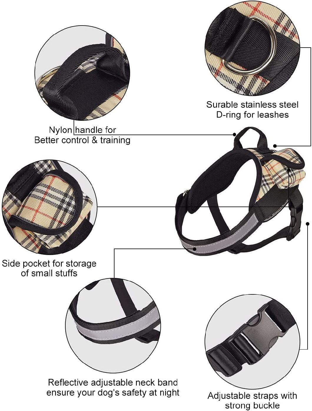 Service Dog Harness, No Pull Dog Training Vest with Reflective Stripes