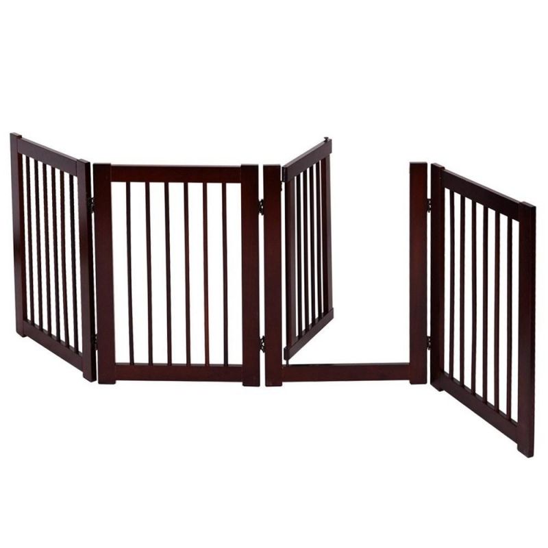 Folding Free Standing Panel Wood Pet Dog Safety Fence