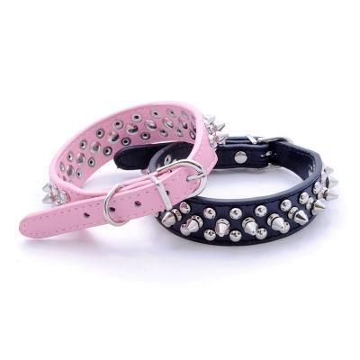 PU Leather Pet Leash Collar Handmade Pet Collar Adjustable Spiked Pet Collat Accessories