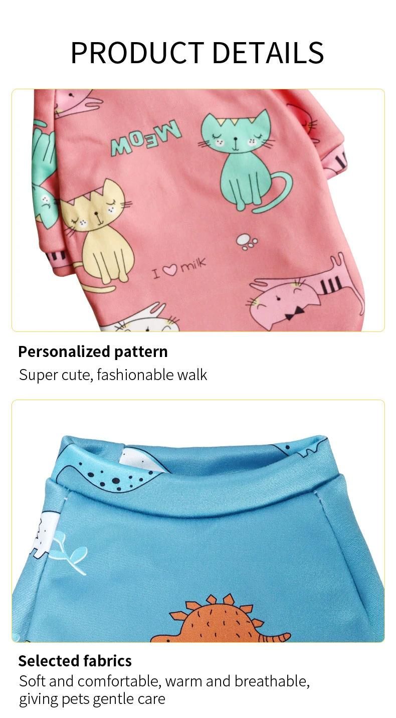 Wholesale Cartoon Customized Puppy Cute Print Fleece Pet Apparel Clothes