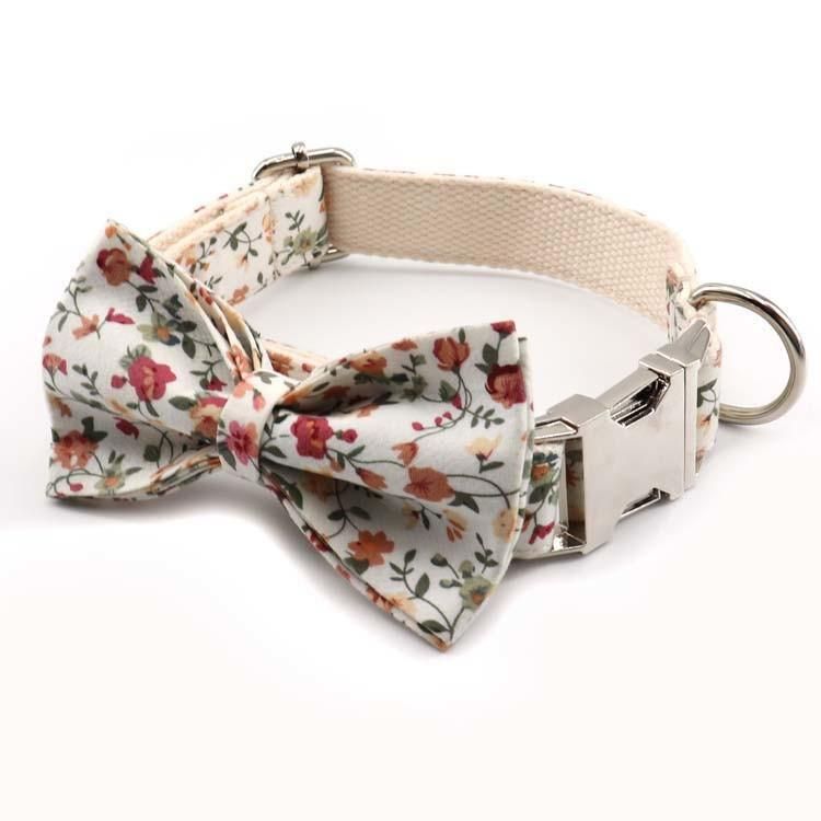 Wholesale Customized All Size Dog Luxury Pattern Dog Bow Tie Durable Fabric Webbing Leash Dog Collar