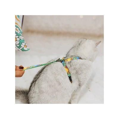 Factory Wholesale Gato Pecho Espalda Shining Small Bell Pet Leash and Harness Set