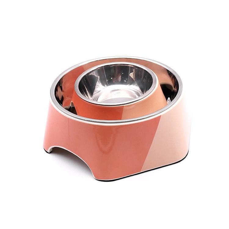 Melamine Dog Bowl Stainless Steel Anti-Skid Ring Pet Bowl Small