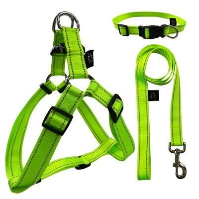 Custom Fashion Adjustable Heat Transfer Sublimation Logo Printed Dog Collar and Harness Leash Set