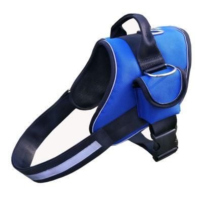 Cool Blue Vest Style Dog Harness with Adjustable Hook and Loop &amp; PP Buckle