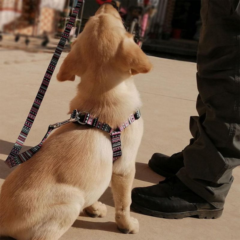 Polyester Pet Harness Green Bohemia Pattern Dog Harness
