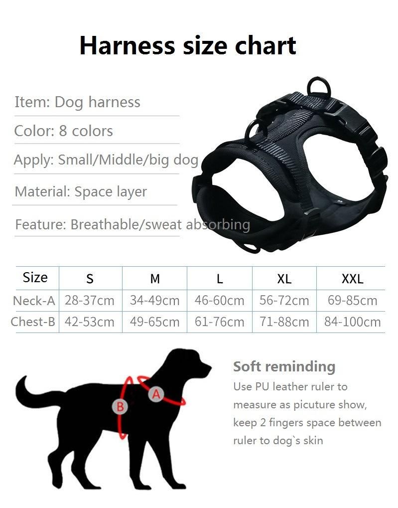 2022 New Cushion Lightweight Pet Dog Safety Big Dog Harness Adjustable Soft Padded Air Layer Dog Harness