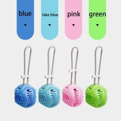 Pet Soft TPR Chewing Toy Ball Durable Biting Bell Ball Teeth Cleaning Food Leakage Ball