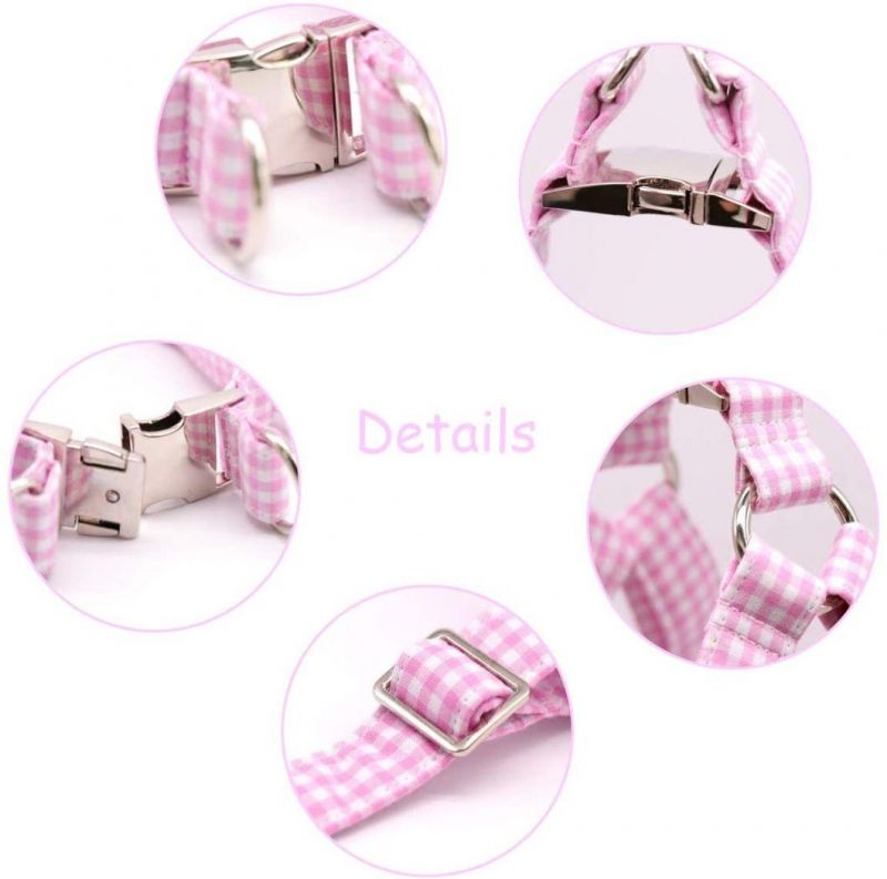 Soft Cotton Made Unique Design Plaid Pink Pet Harness