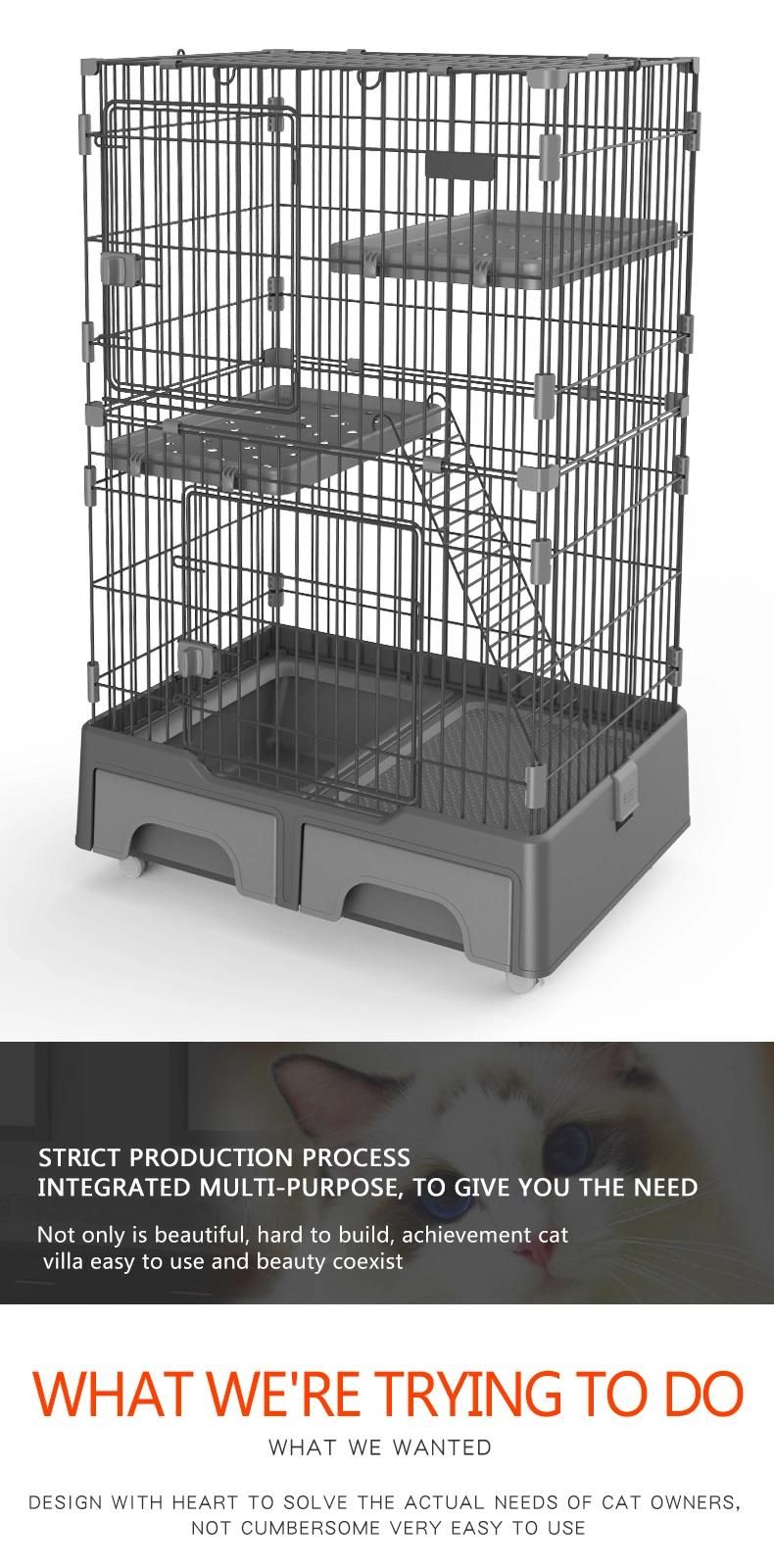Customize OEM ODM Folding Cat Cage Layer Metal Dog Cat Cages Crate