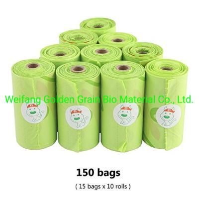 Biodegradable Corn Starch Based Eco Friendly Disposable Doggie Waste Baggies Leakproof Zero Odor Green Pet Dog Poop Bag