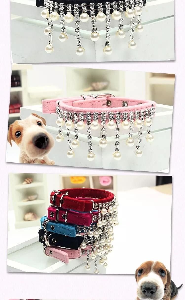 Wholesale Pet Supplies Diamond Pearl Dog Collar Diamante Cat Collar Accessories