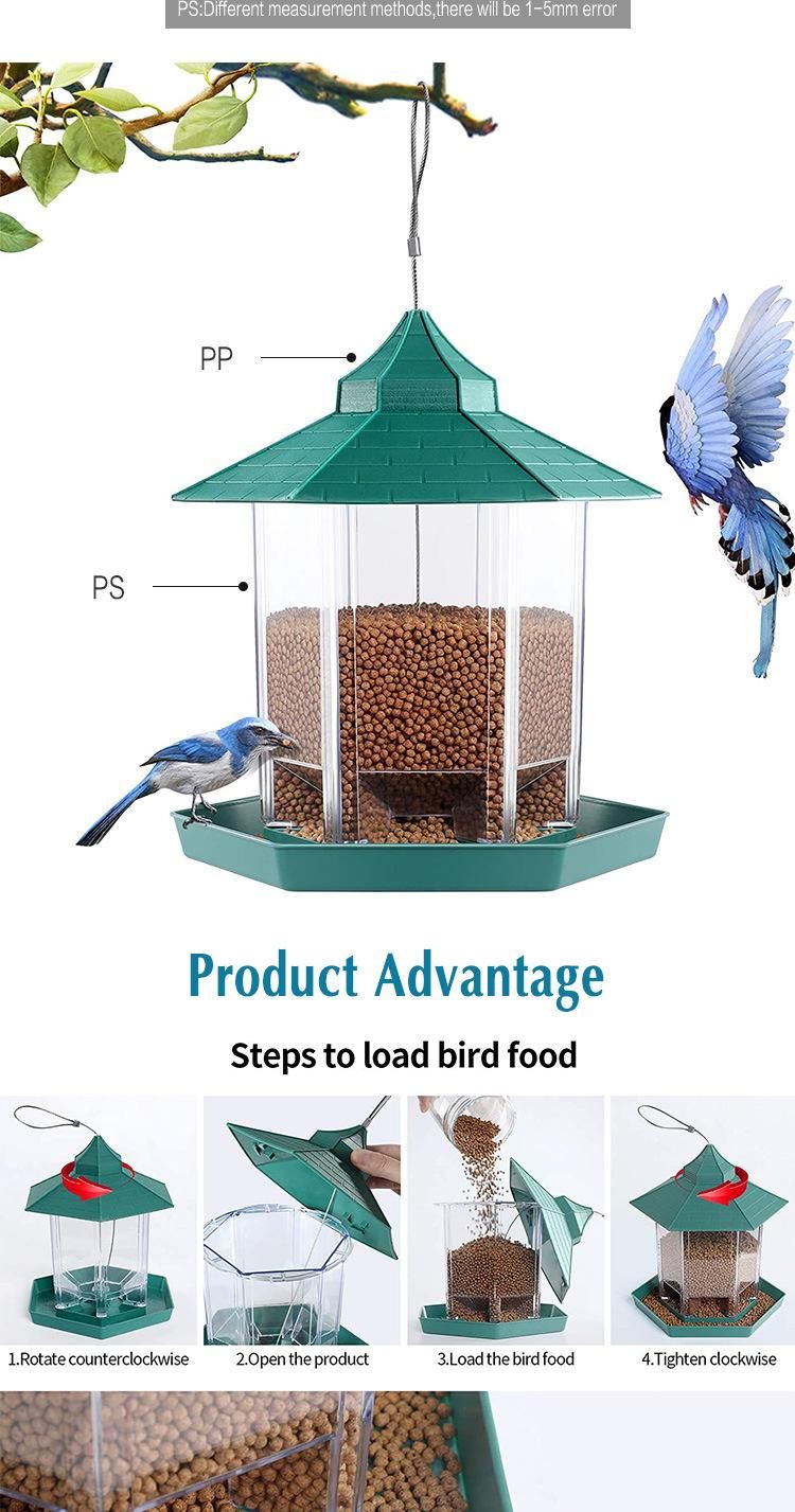 Outdoor Hanging Plastic Pavilion-Shaped Bird Feeder