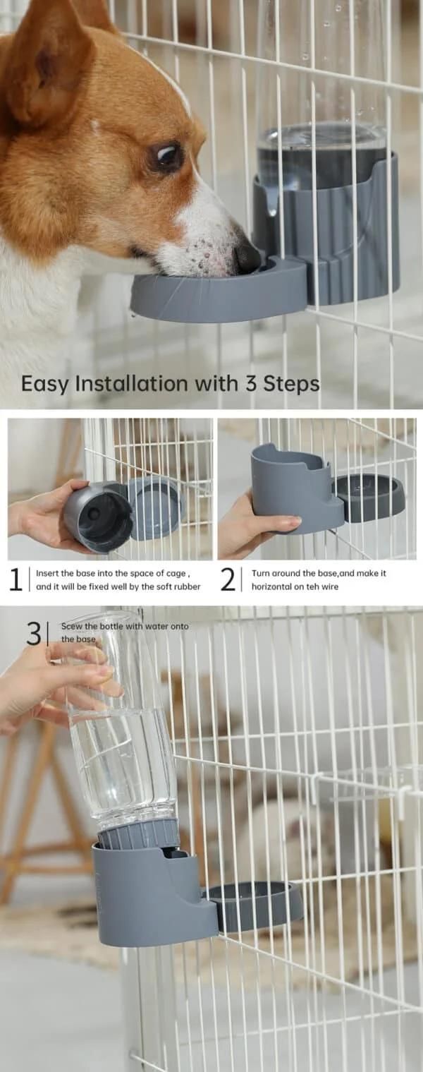 Auto Cage Pet Water Feeder No Leak Pet Water Bottle 25oz, Automatic Water Dispenser No Drip Waterfeeder Water Bowl for Dog