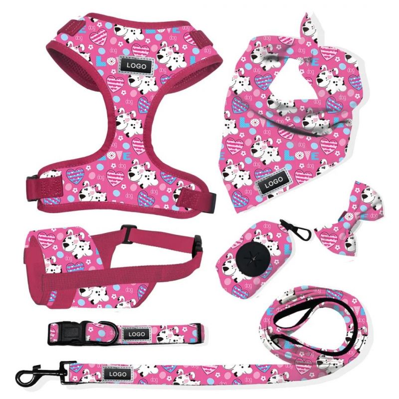 Adjustable Custom Dog Harness Collar Lead and Muzzle High Quality Personalized Dog Accessories