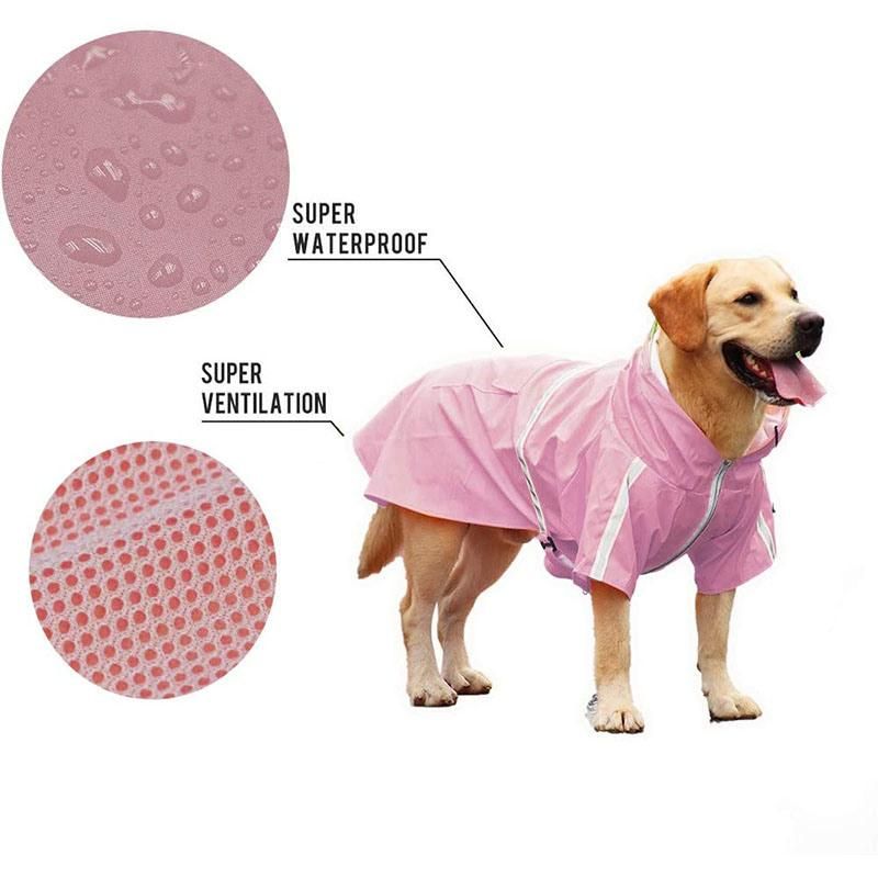 Adjustable Pet Rain Jackets Medium and Large Dogs Clothes with Glow Strip