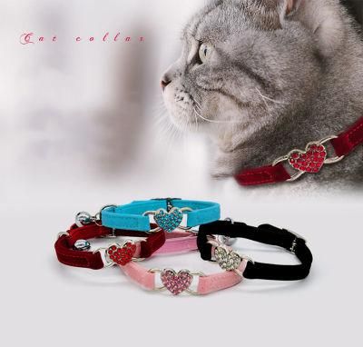 Collars for Cat Dog Collar Solid Velvet Heart Bells Pet Collar Dogs Leashes Cat Supplies Dog Accessories